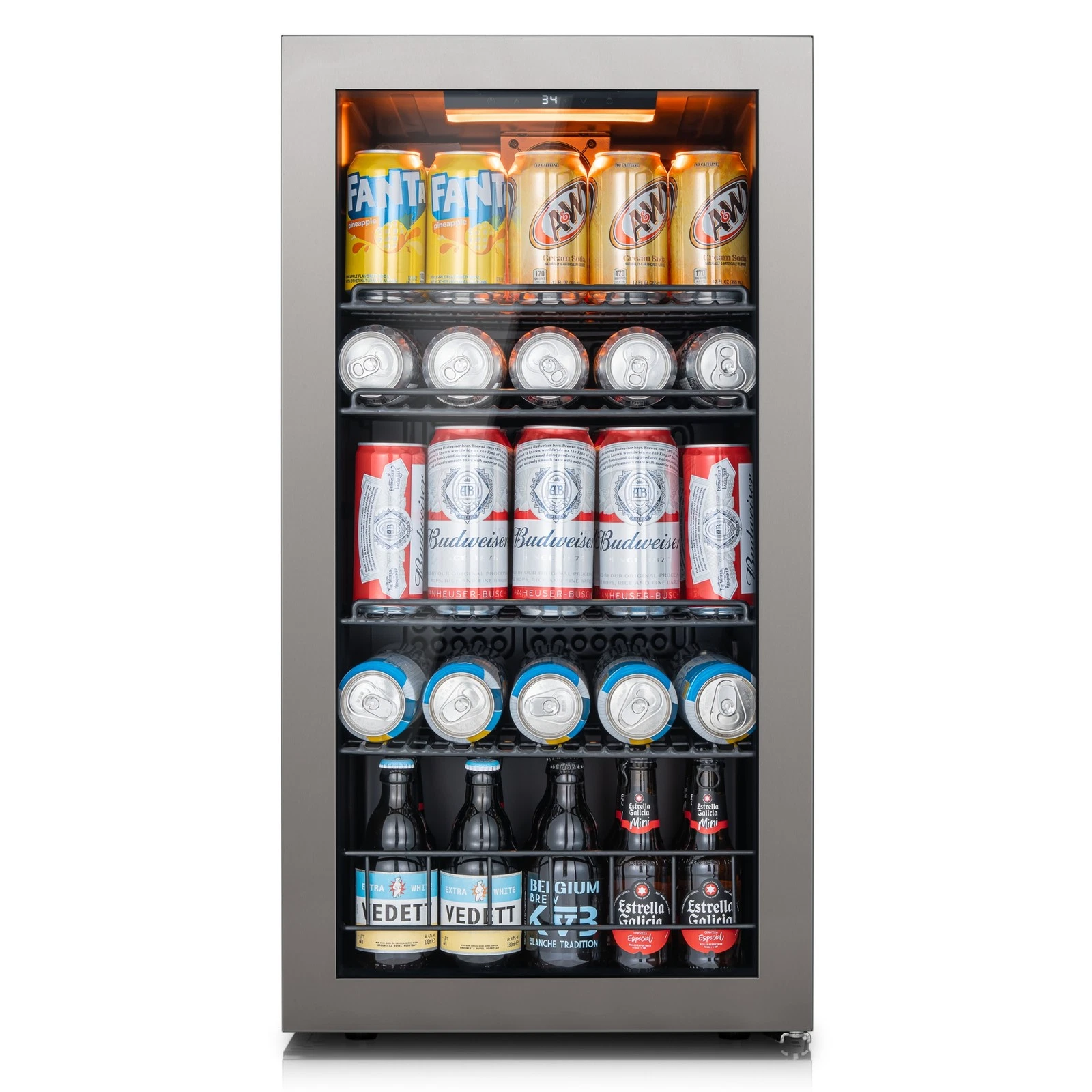 Ca'Lefort 88L Beverage Refrigerator Mini Fridge 105 Cans Reversible Glass Door