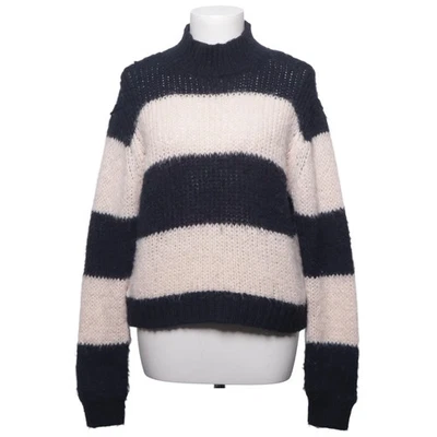 VILA, pull en tricot, taille : M, noir/beige, polyester/laine, rayures #12R - Photo 1/4