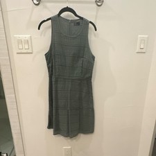 GAP Gray Eyelet Cotton A-Line Dress Sleeveless Crew Neck Zip Knee Geometric 06