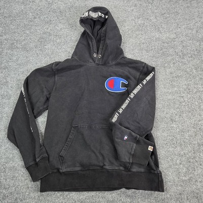 A Bathing Ape Bape Hoodie Mens 2XL Black Pullover Champion Collab Graphic Logo
