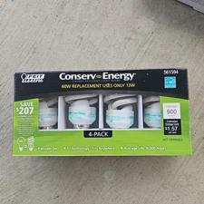 FEIT Electric Conserv Energy 4 Pack 60W Replacement Uses 13W CFL Bulbs NEW