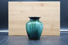Vtg Blue Mountain Pottery Vase Green Blue Drip Glaze MCM Canada