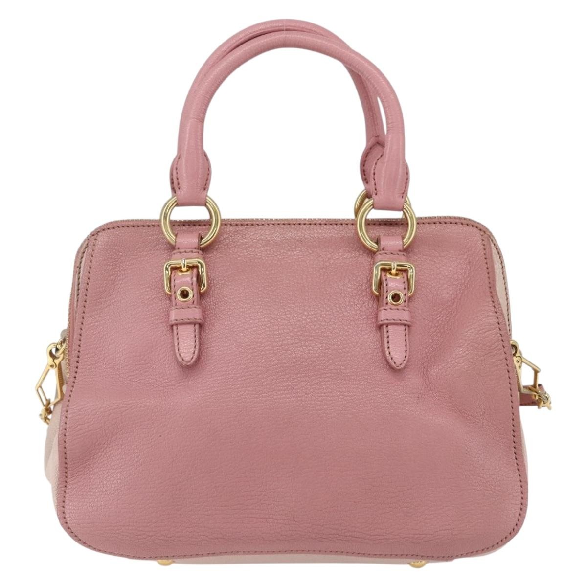 Miu Miu Hand Bag Leather 2way Pink Gold Auth ka838 | eBay