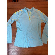 Asics Womens Quarter Zip Running Top Blue Neo...