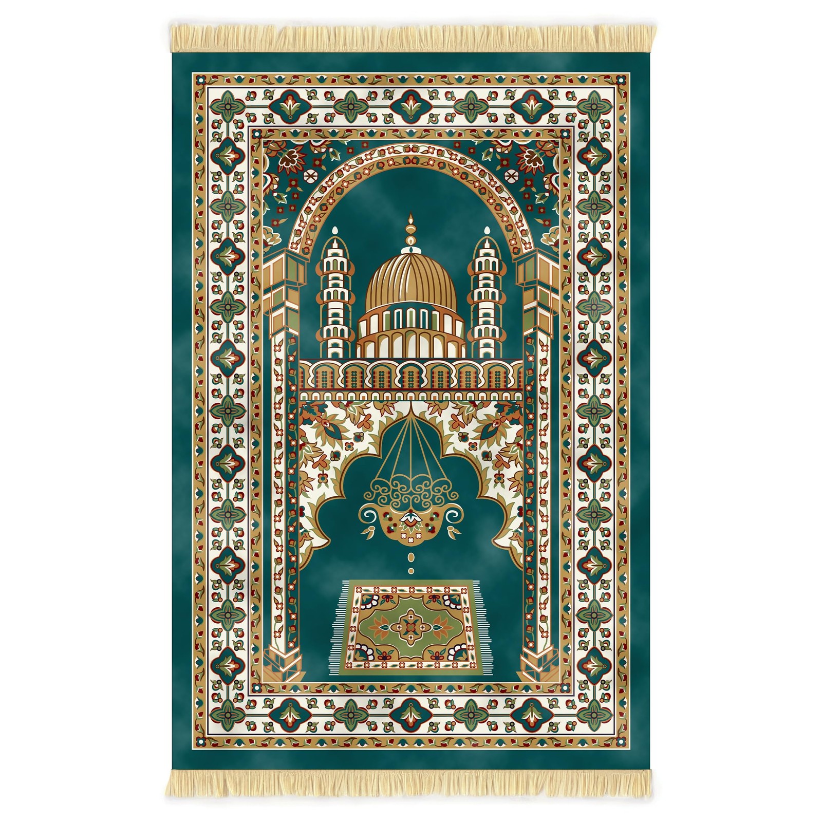 Nicoman Unisex Green Velvet Prayer Mat 120Cm X 70Cm In | Size: 70 Cm X 120 Cm - Image 2