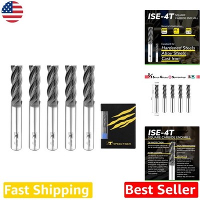 Micrograin Carbide End Mill 3/16'' 4T Square 5pc High Perf Steel