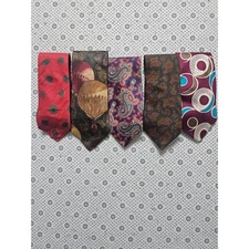Lot of 5 Men's Silk Ties Paisley Hot Air Balloon Geometric Patterns