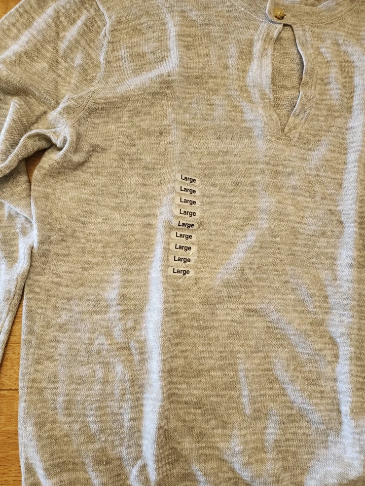 BRAND NEW Armani Exchange Men’s L Keyhole Neck Linen Cotton Sweater Lightweight - Image 2 of 4