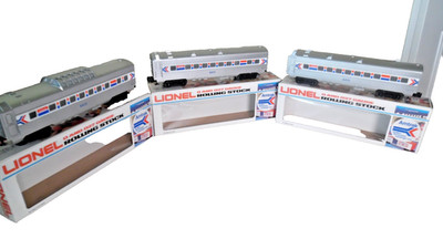 Lionel 6410-6411-6412 Amtrak 0/027 Lighted 3 Passenger Cars New In Original Boxe