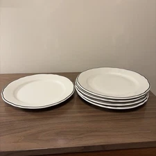 Homer Laughlin Best China 5pc Scalloped Black Stripe Dinner Plates USA 10.5"d