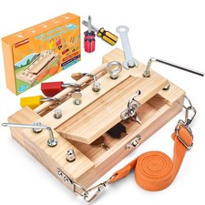 Montessori Screwdriver Board -Lock and Key Toy Set for Kids, Storage Wooden Tool