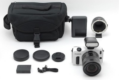 ''Near MINT'' Canon EOS M 18.0MP White Digital Mirrorless Camera 18-55mm lens