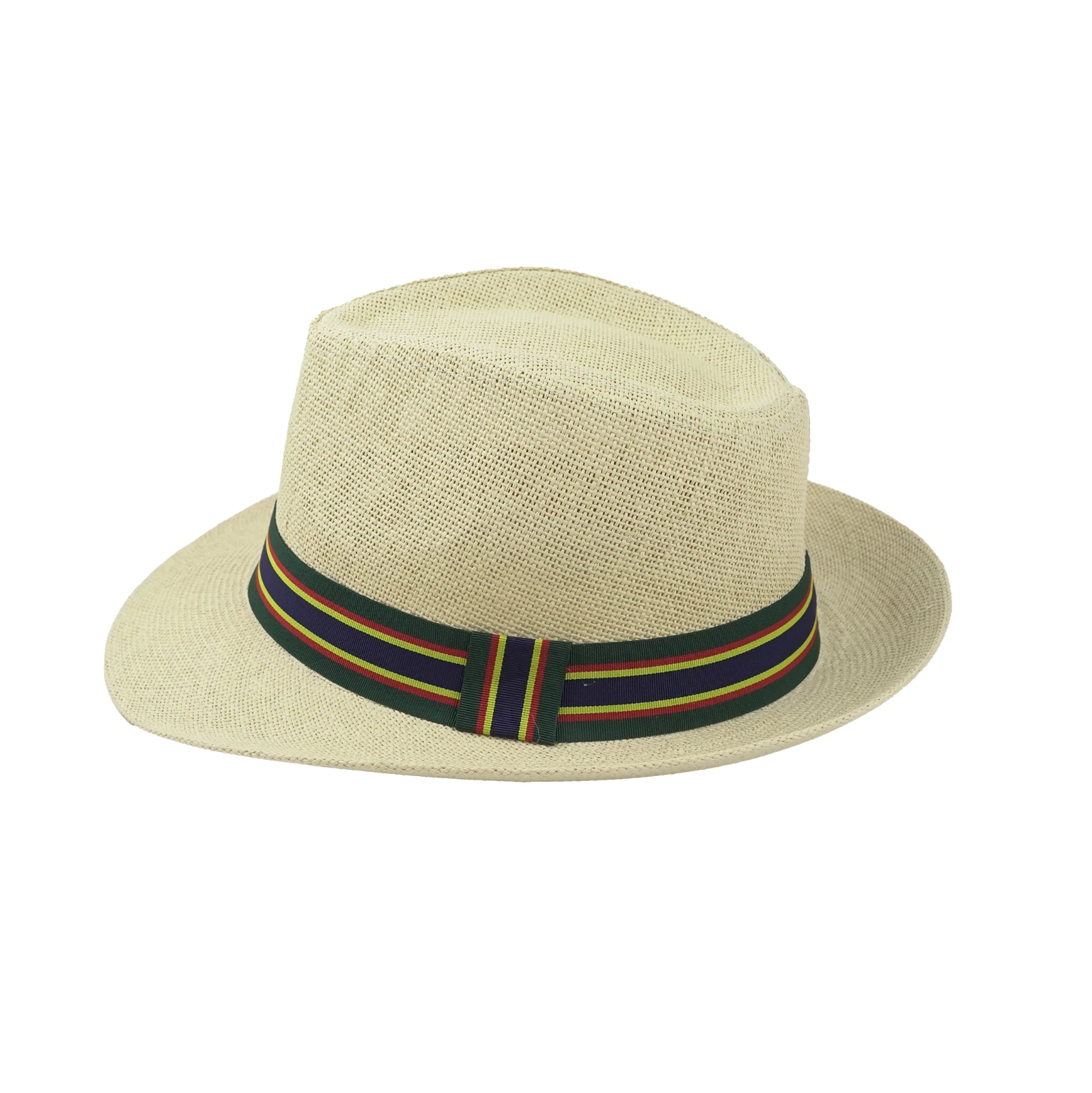 Unisex Straw Trilby Panama Fedora Hat -Summer Beach Sun Cap for Gentleman's Wear