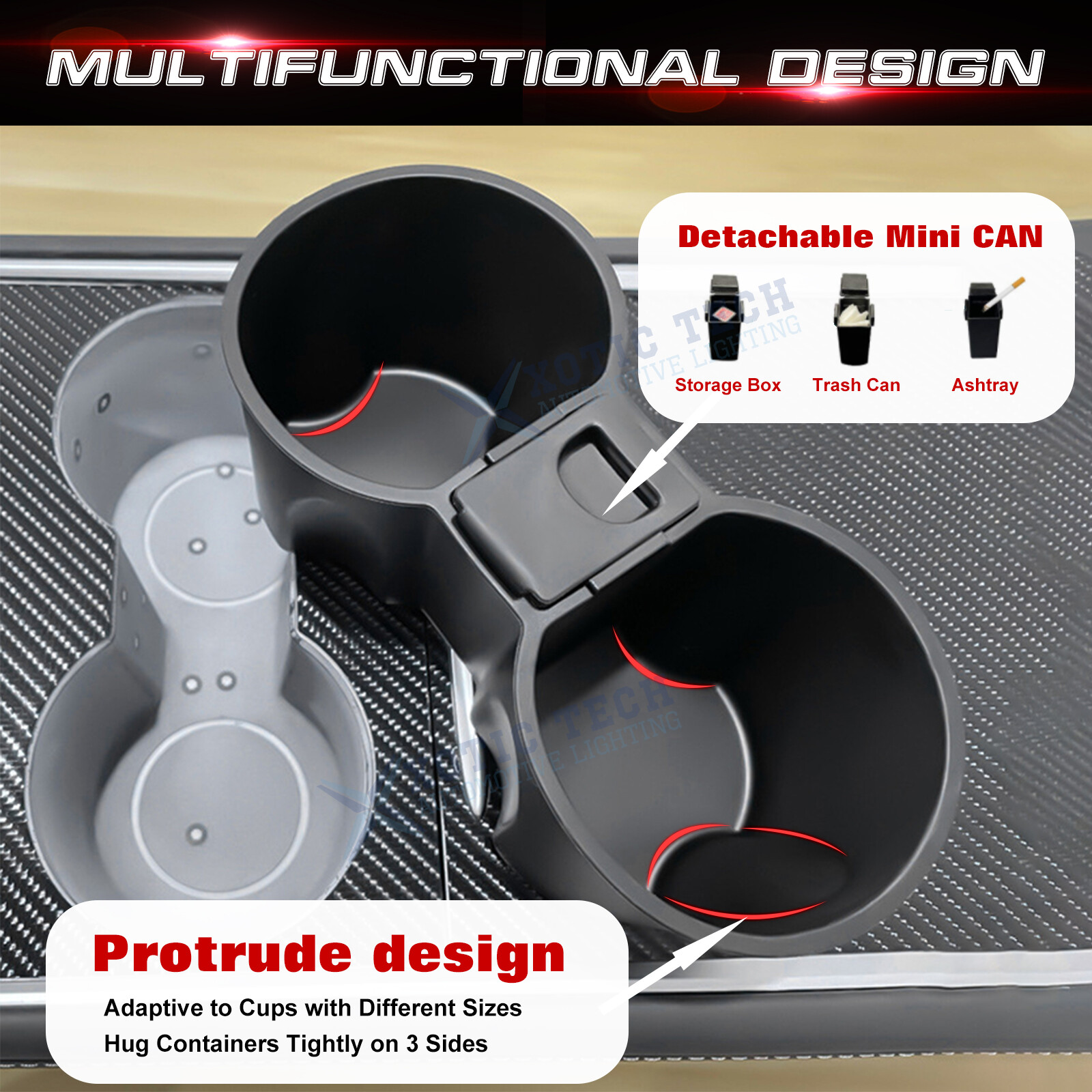 Cup Holder and Storage for Tesla Model 3 Y Center Console Accessories Insert