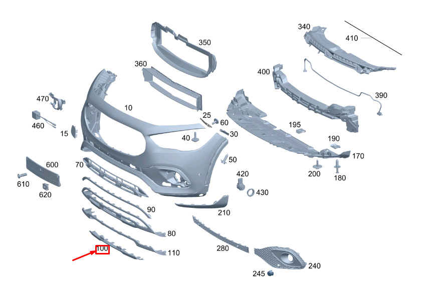 Cache inférieur de pare-chocs avant d'origine Mercedes-Benz GLA H247 A2478852204