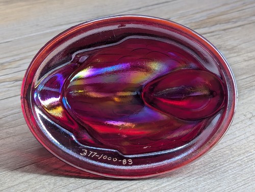 Red Carnival Glass Swan on Nest Westmoreland Dish Cover Lid Only - Picture 8 of 13