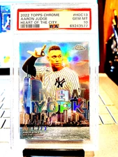 2022 AARON JUDGE TOPPS CHROME " HEART OF THE CITY " #HOC13 GEM MT 10 "62" "MVP"