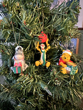 Disney Ornament Tigger, Eeyore, and Pooh Getting Presents Mini Set, Rare