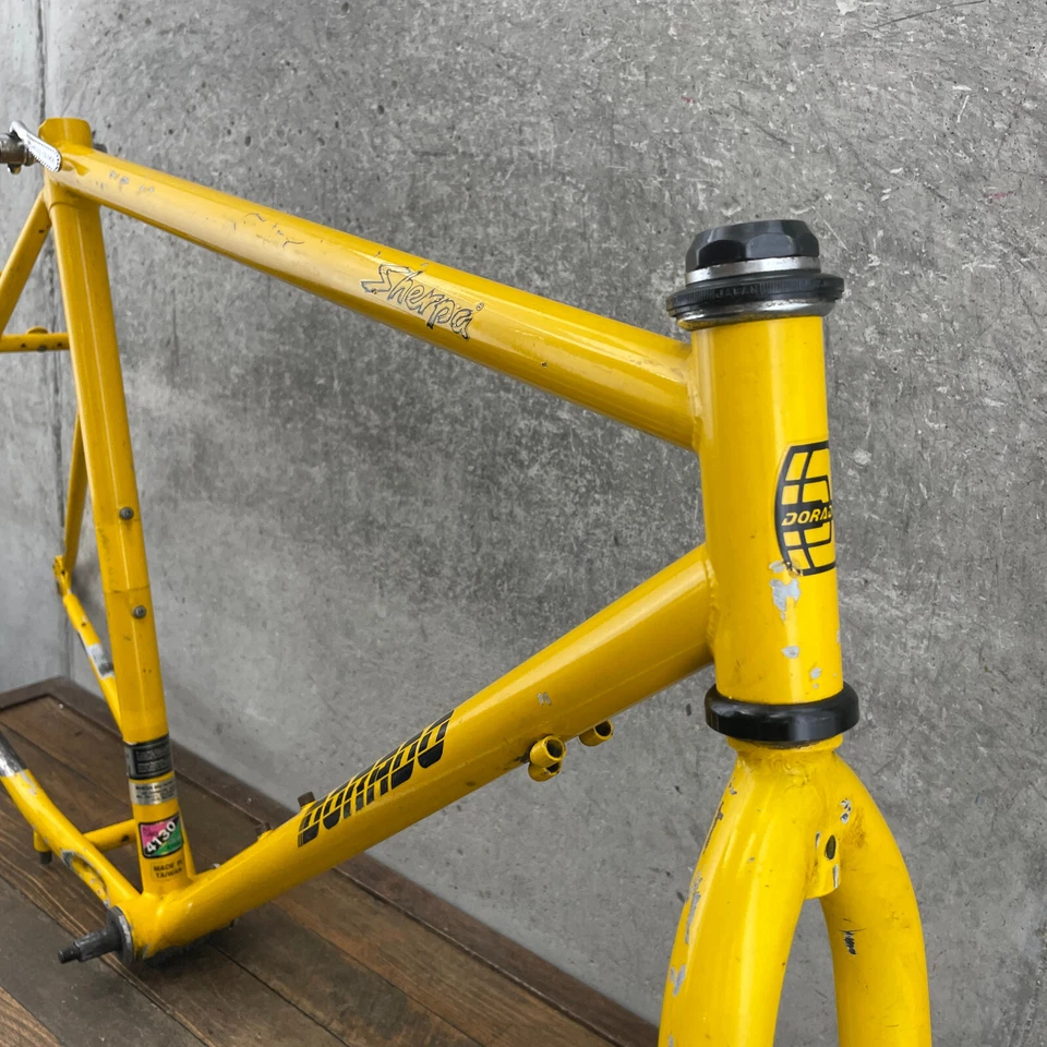 Juego de cuadro de MTB Dorado Sherpa vintage de 20 pulgadas Café Cruiser años 80 4130 Yellow Mountain Foto 2 de 4