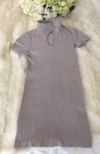 RARE Marciano GUESS Light Grey Knit Bodycon Dress Mock Neck Turtle Neck Key Hole