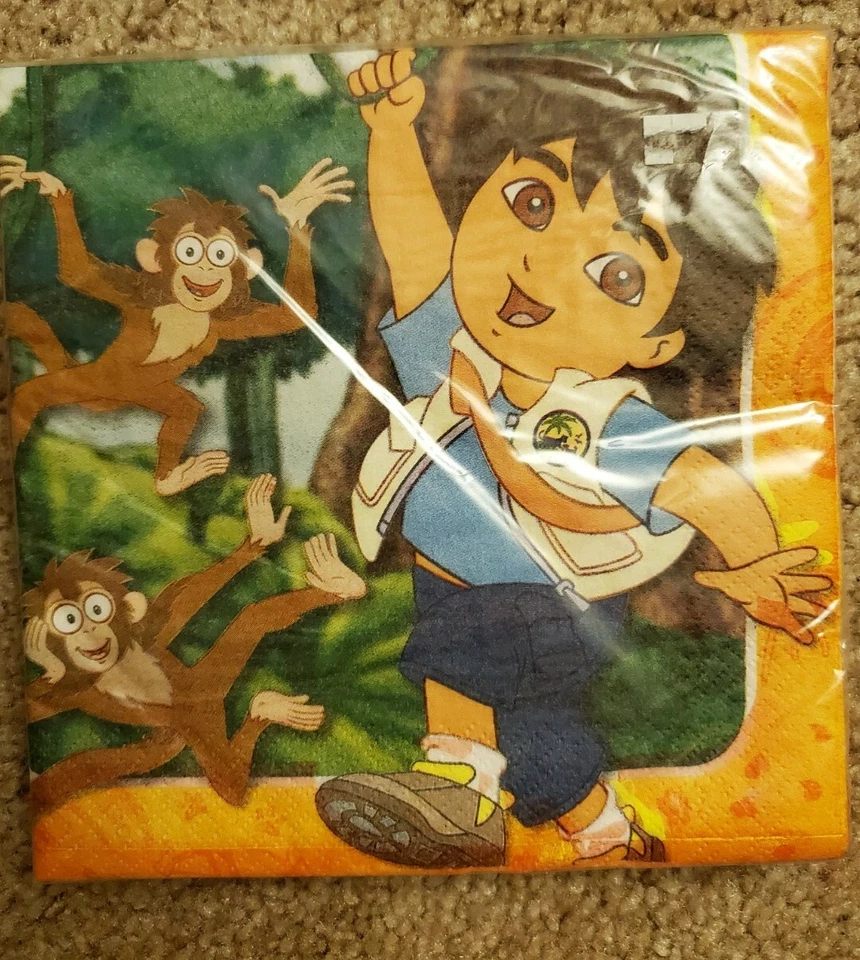 Go Diego Birthday Party Lunch Napkins 7 Pkg Lot Nickelodeon 16/Pkg DesignWare - Изображение 3 из 4