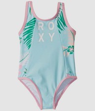  45 Roxy Kids Girls Blue Sunshine Stretchy One-Piece Swimwear Swimsuit Size 2