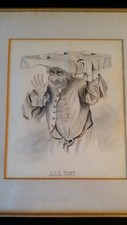 1848 ANTIQUE DRAWING ' THE PIEMAN ' AFTER HOGARTH - SIGNED & FRAMED - W WHILEY