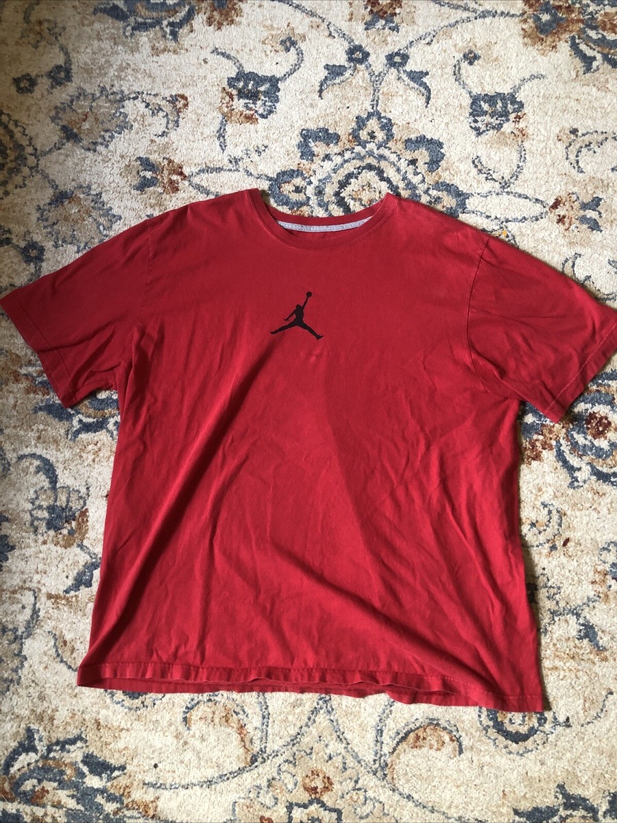 Vintage Air Jordan Center Logo Mens Red And Black Graphic Tee Shirt Size XXL - Main Image