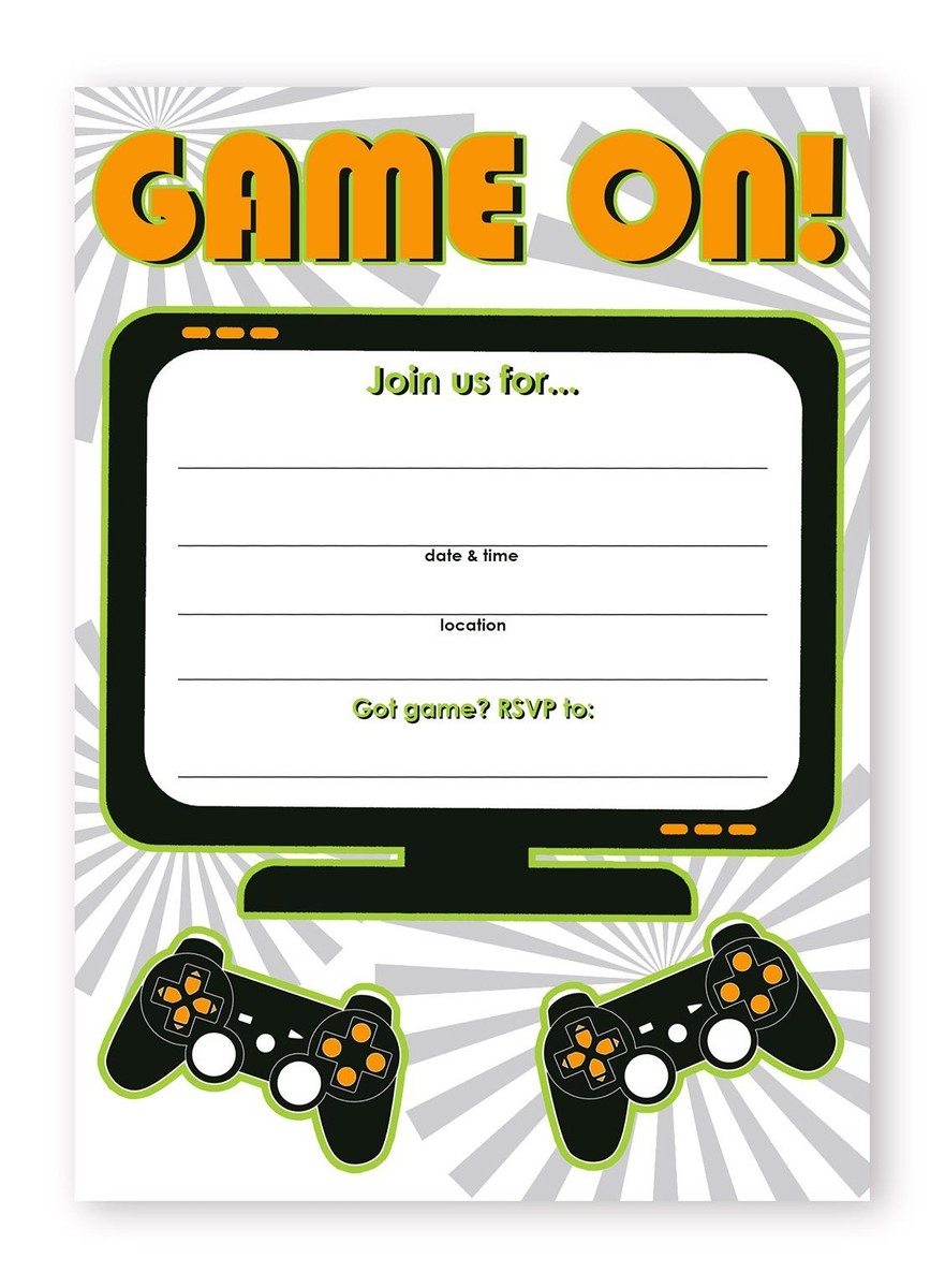 Gaming Party LARGE Invitations - 20 Invitations + 20 Envelopes | eBay gaming-party-large-invitations-20-invitations-20-envelopes-ebay