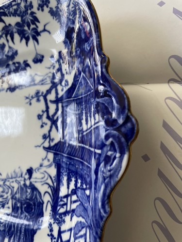 Royal Crown Derby Blue Mikado Square Handled Cake Plate, England 10.5” x 9” - Picture 5 of 8