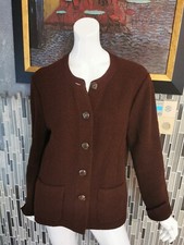 Vintage Mrk By Madeleine Blazer Jacket Chunky Brown Wool Blend Us Size 12