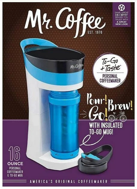 Mr. Coffee Pour! Brew! Go! Personal Coffee Maker - Blue