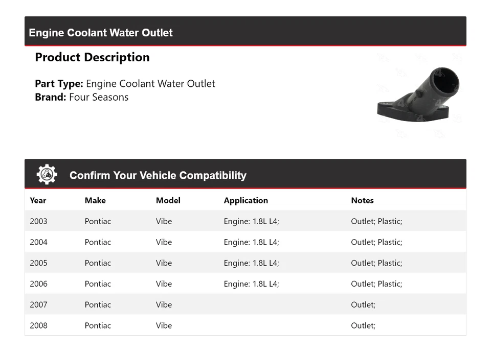 Salida de agua refrigerante motor Pontiac Vibe 2003-2008 4 estaciones 2004 2005 2006 Foto 2 de 4