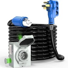 50 Amp Generator Cord and Power Inlet Box, 20FT 4 Prone RV Extension Cord, 125/2