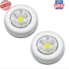 Wireless LED Puck Lights 100 Lumens Battery Operated Easy Install 2 Pack New