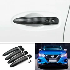 Carbon Fiber Look Car Door Handle Cover Trim FitFor 2020 2021 Nissan Rogue Sport