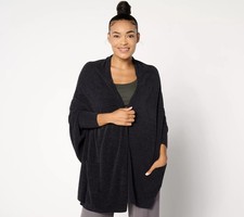 Barefoot Dreams CozyChic Ultra Lite Cardigan Blanket Wrap Sweater Black XXS/XS N