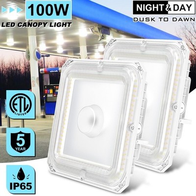 2 PACK 100W LED Gas Station Canopy Light Commercial Parking Lot Lighting 13500LM