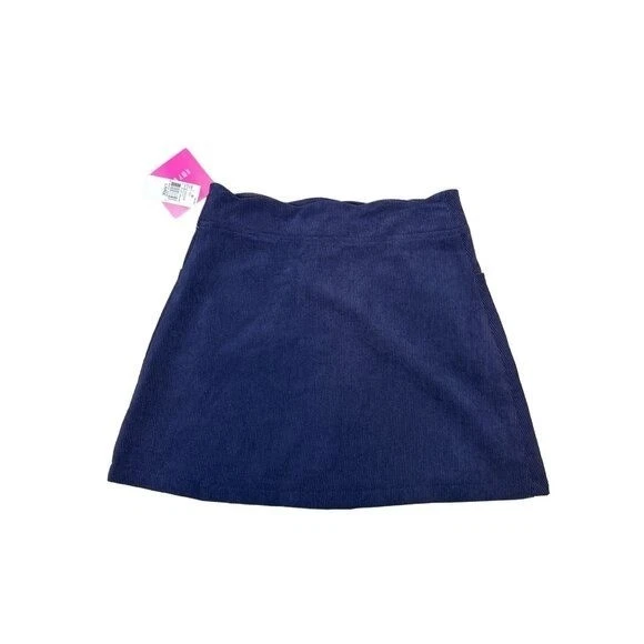 Saia de veludo Amy Byer feminina tamanho 14 botão frontal – azul marinho mini linha A - Imagem 3 de 4