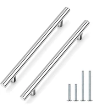 Kitchen Cabinet Pulls Polished Chrome Round T Bar Handle Modern Drawer Pull