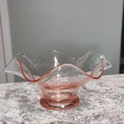 Pink Depression Glass Grapes Pattern Decorative Bowl, Elegant