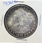 1904 O MORGAN SILVER DOLLAR $1 US COIN GOLDEN TONED  LUSTER AU UNC