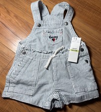Tommy Hilfiger Infant Denim Overall Short Striped 3/6 Month NWT see Pocket