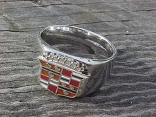 Cadillac Crest Silver Chrome Ring Size #13 NOS Unique Logo Hi-Quality Custom