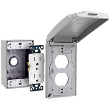 1-Gang Horizontal/Vertical Metallic Weatherproof Flat Outlet Cover Kit 24-In-1-