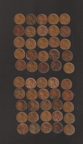 1940's  "D"  ONLY   mixed  circulated   LINCOLN  CENT  ROLL  / very low $$$ #40O