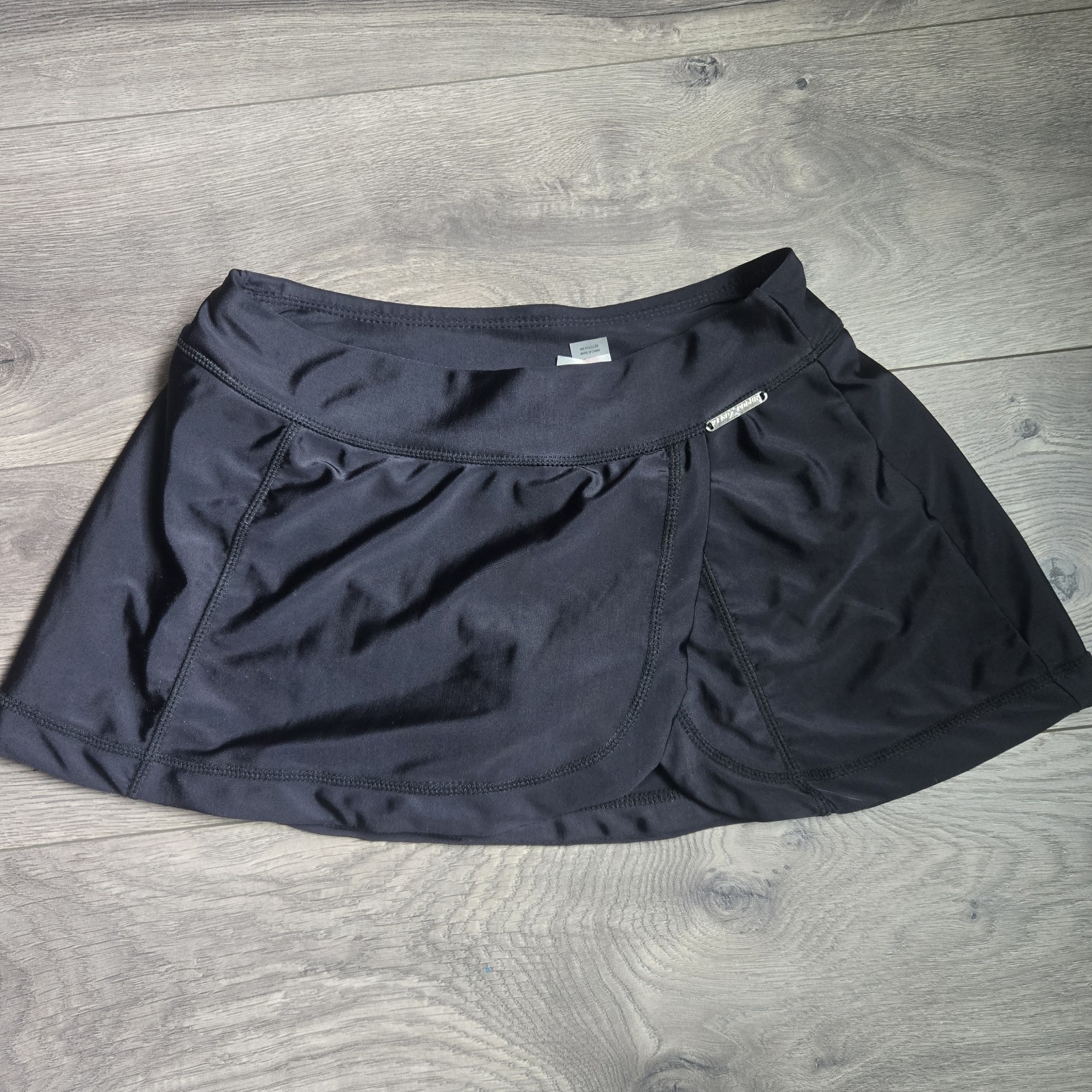 ZeroXposur Swim Skirt Womens XS Black Faux Wrap Skort Swimsuit Bottom Liner