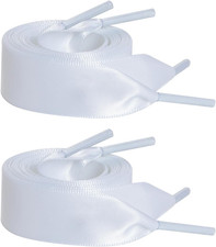 2 Pairs 47" Flat Satin Ribbon Shoelaces Silk Shoestring Wide Shoe Laces for Snea