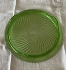 Vintage Uranium Green Depression Glass 10" Footed Cake Plate Anchor Hocking