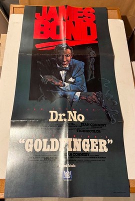 Sean Connery James Bond 007 Dr. No & Goldfinger 1981 DB US Insert Video Poster